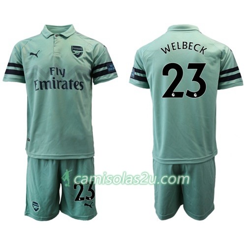 Camisolas de Futebol Arsenal Welbeck 23 Criança Equipamento 3ª 2018/19 Manga Curta Camisolas de Futebol Arsenal Welbeck 23 Criança Equipamento 3ª 2018/19 Manga Curta